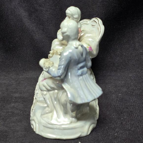 Porcelain Victorian Colonial Courting Couple Dog Woman & Man Figurine Tea Party - Picture 4 of 10